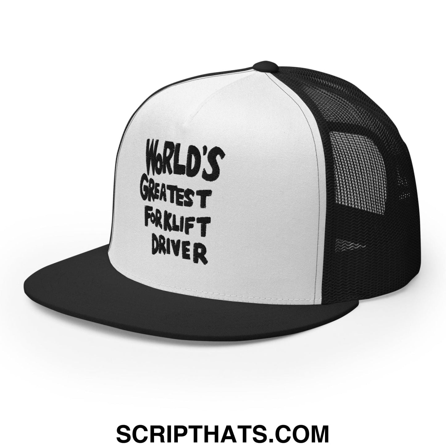 World's Greastest Forklift Driver Regular Trucker Show Hat Black White Black