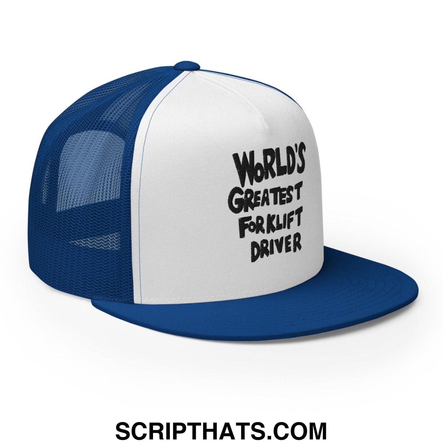 World's Greastest Forklift Driver Regular Trucker Show Hat Royal White Royal