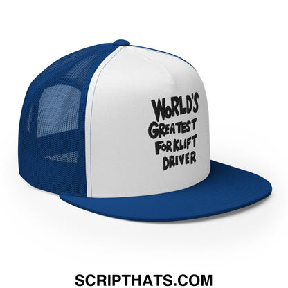 World's Greastest Forklift Driver Regular Trucker Show Hat Royal White Royal