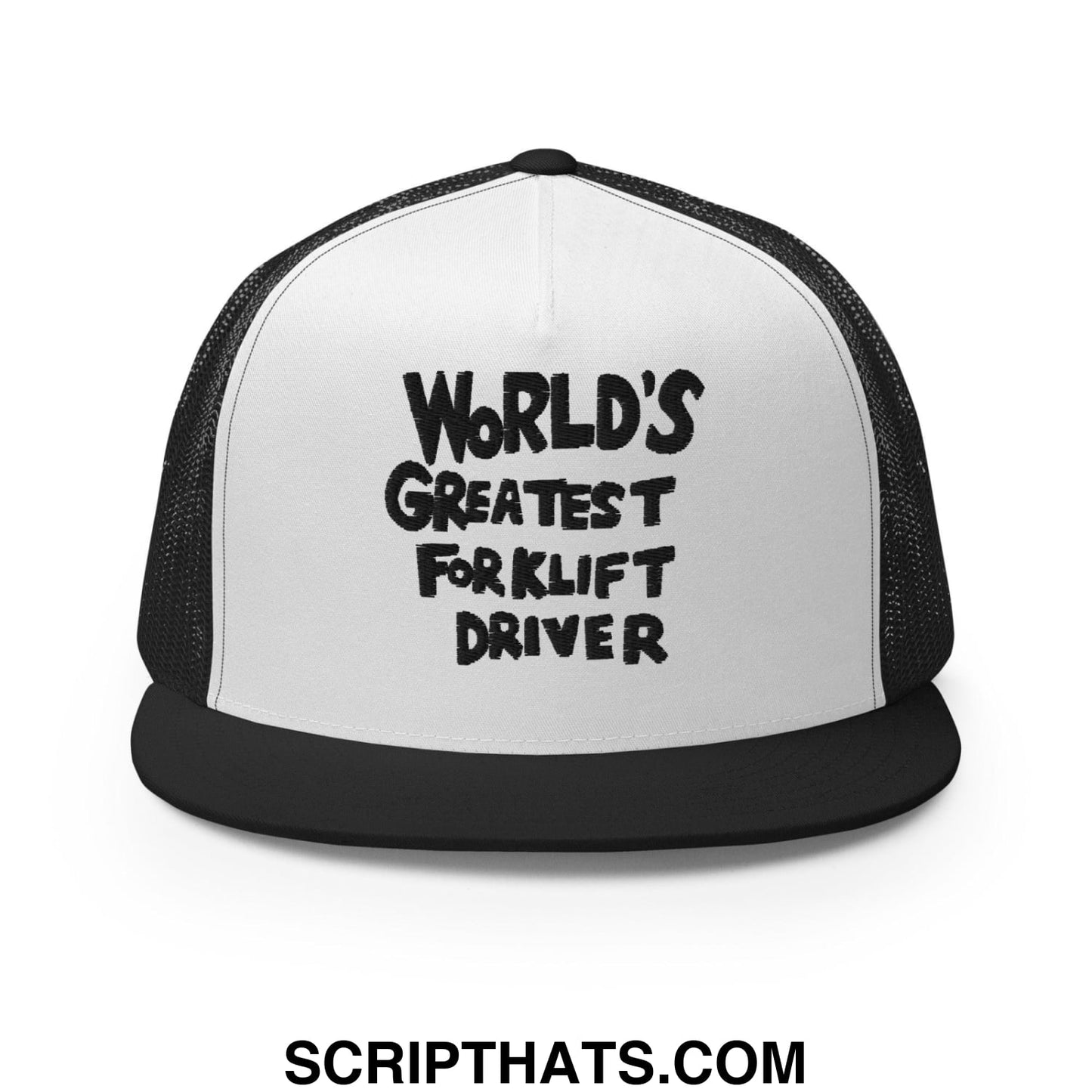 World's Greastest Forklift Driver Regular Trucker Show Hat Black White Black