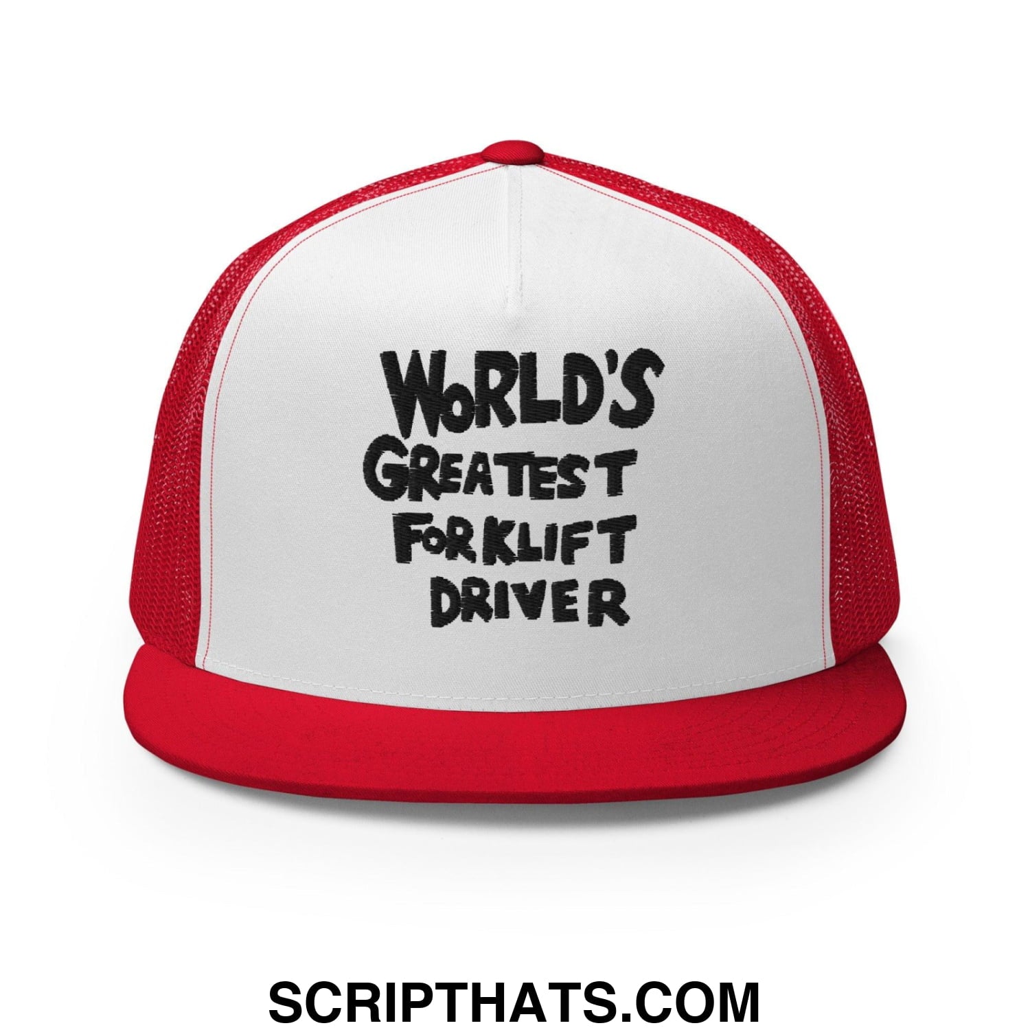 World's Greastest Forklift Driver Regular Trucker Show Hat Red White Red