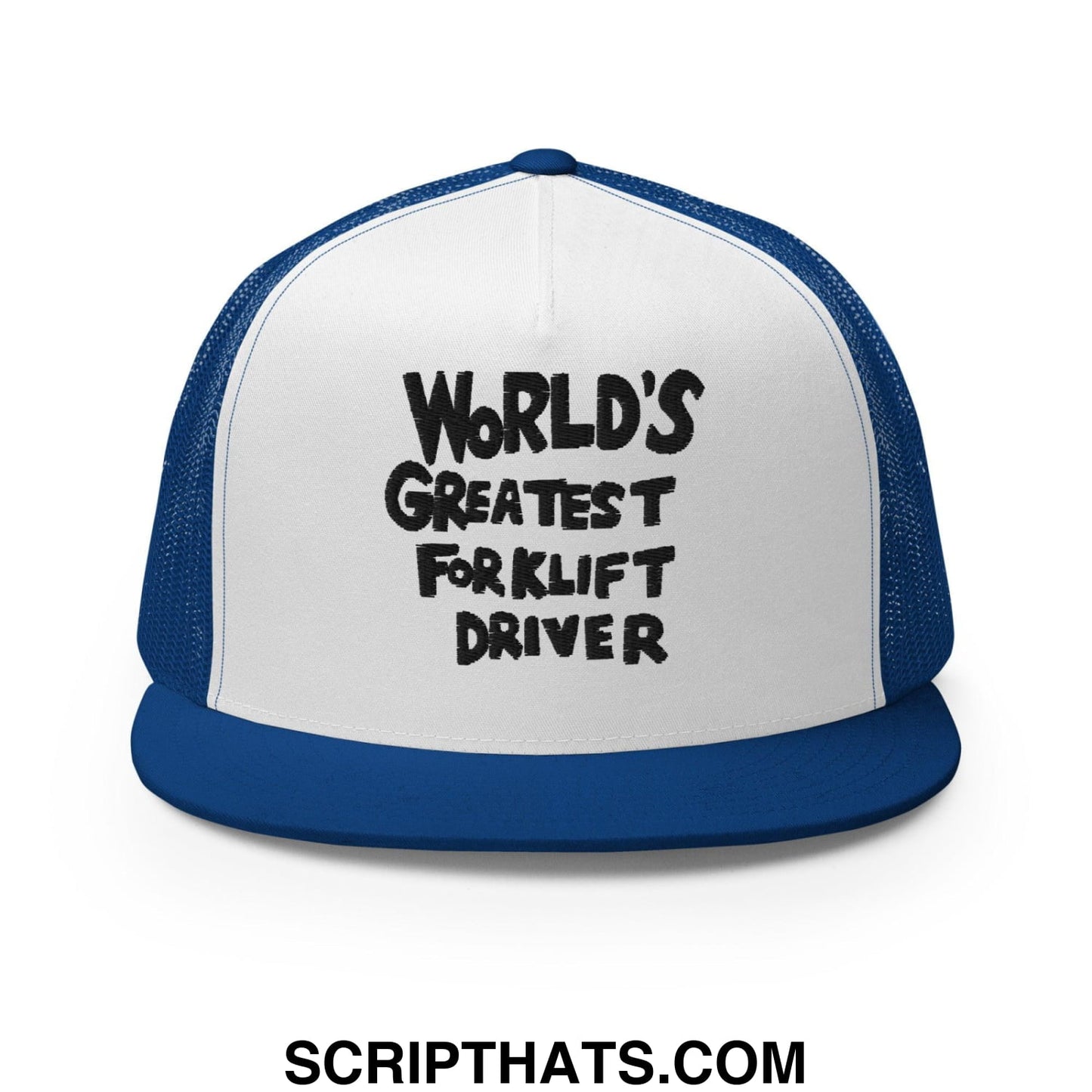 World's Greastest Forklift Driver Regular Trucker Show Hat Royal White Royal