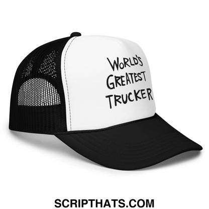 World's Greatest Trucker Regular Show Embroidered Foam Trucker Hat Black White Black