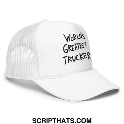 World's Greatest Trucker Regular Show Embroidered Foam Trucker Hat White