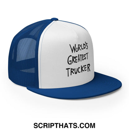 World's Greatest Trucker Regular Trucker Show Hat Royal White Royal