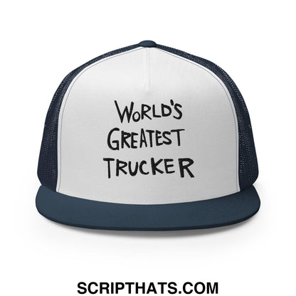 World's Greatest Trucker Regular Trucker Show Hat Navy White Navy
