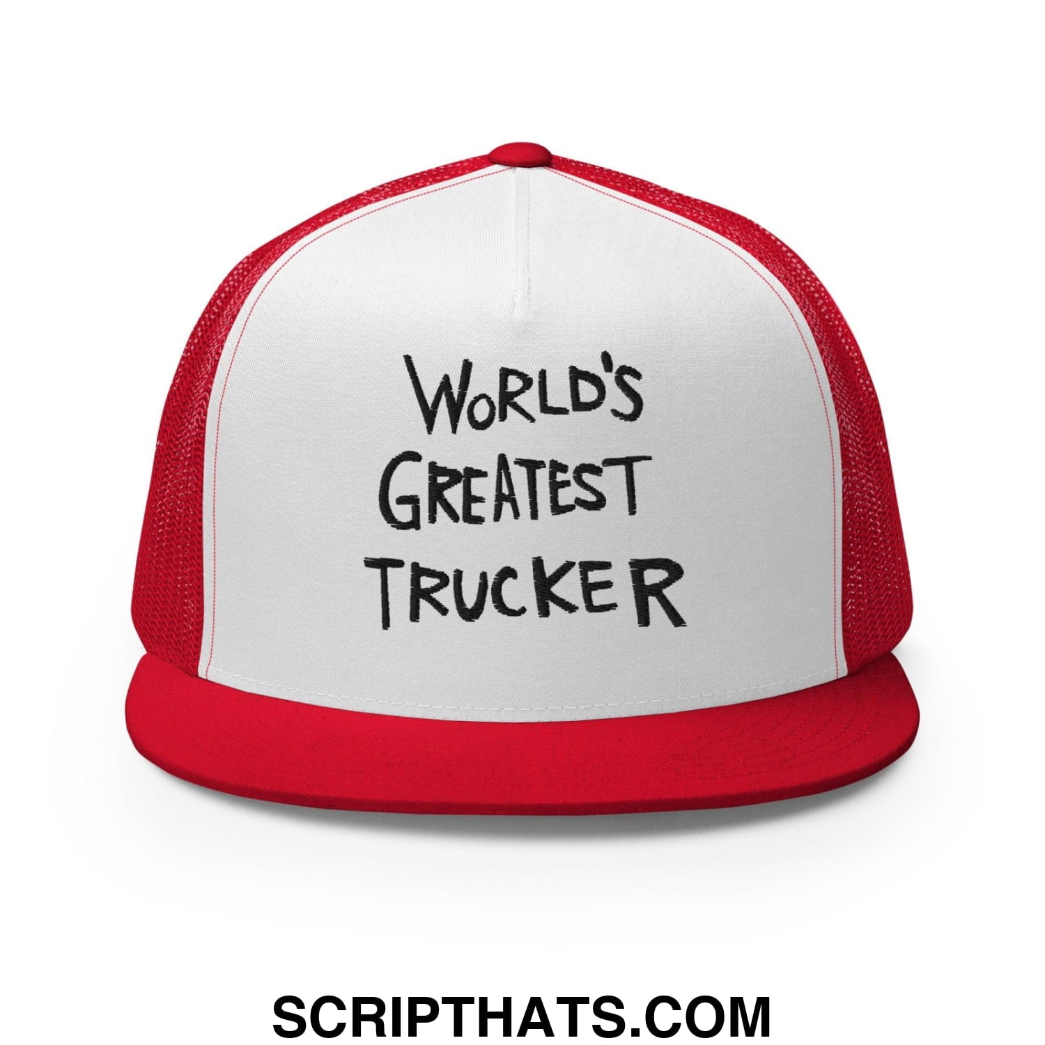 World's Greatest Trucker Regular Trucker Show Hat Red White Red