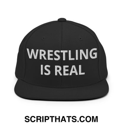 Wrestling is Real Embroidered Flat Bill Brim Snapback Hat Default Title