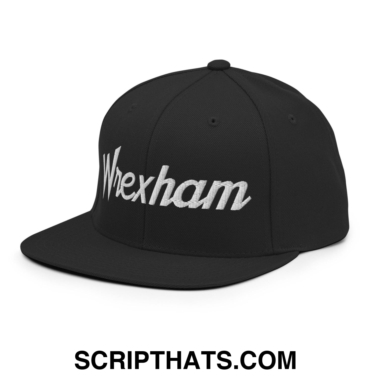 Wrexham Vintage Sports Script Bill Brim Snapback Hat Black