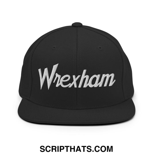 Wrexham Vintage Sports Script Bill Brim Snapback Hat Black