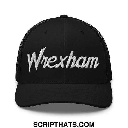 Wrexham Vintage Sports Script Retro Trucker Hat Black