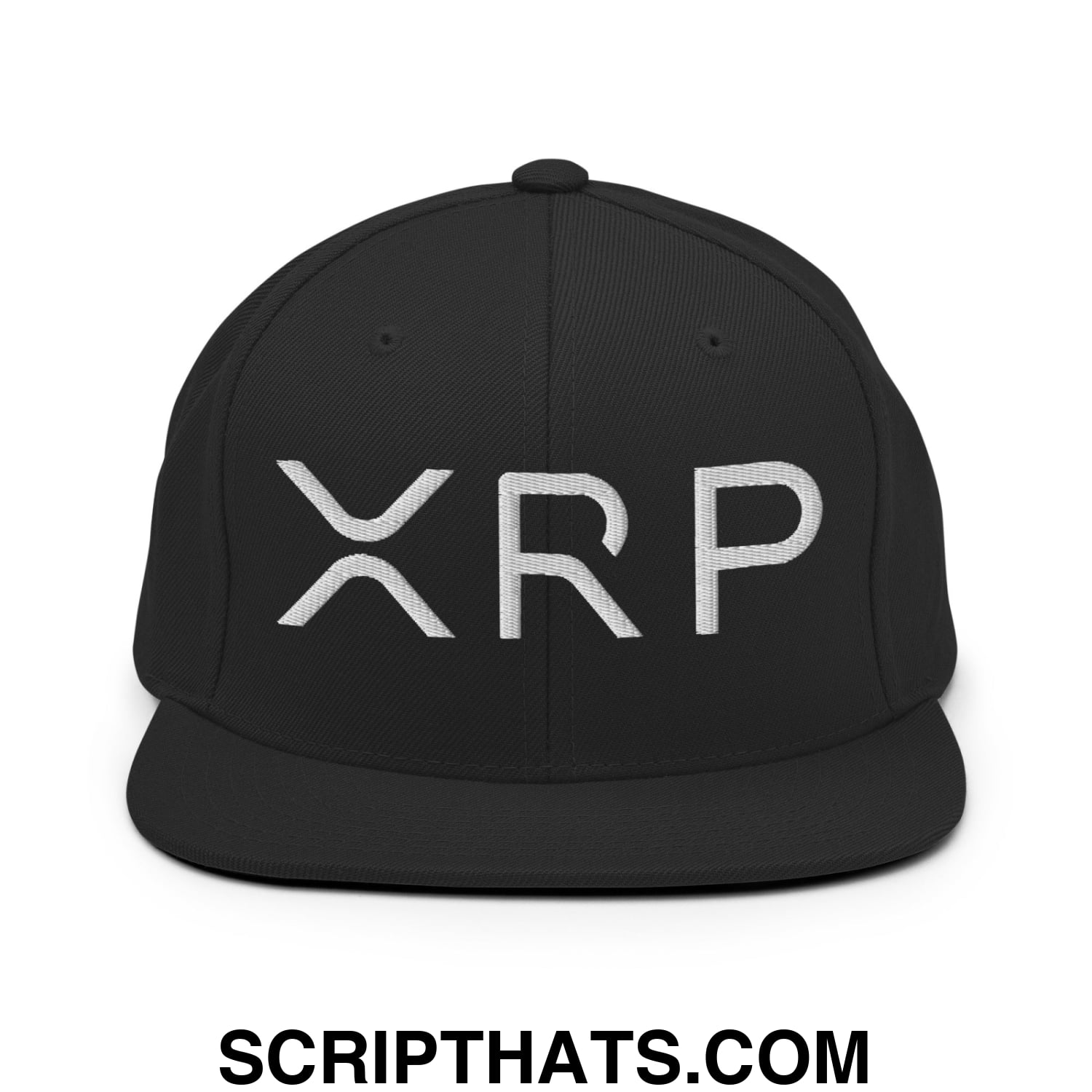 XRP Ripple Crypto Currency Embroidered Flat Brim Bill Snapback Hat Black