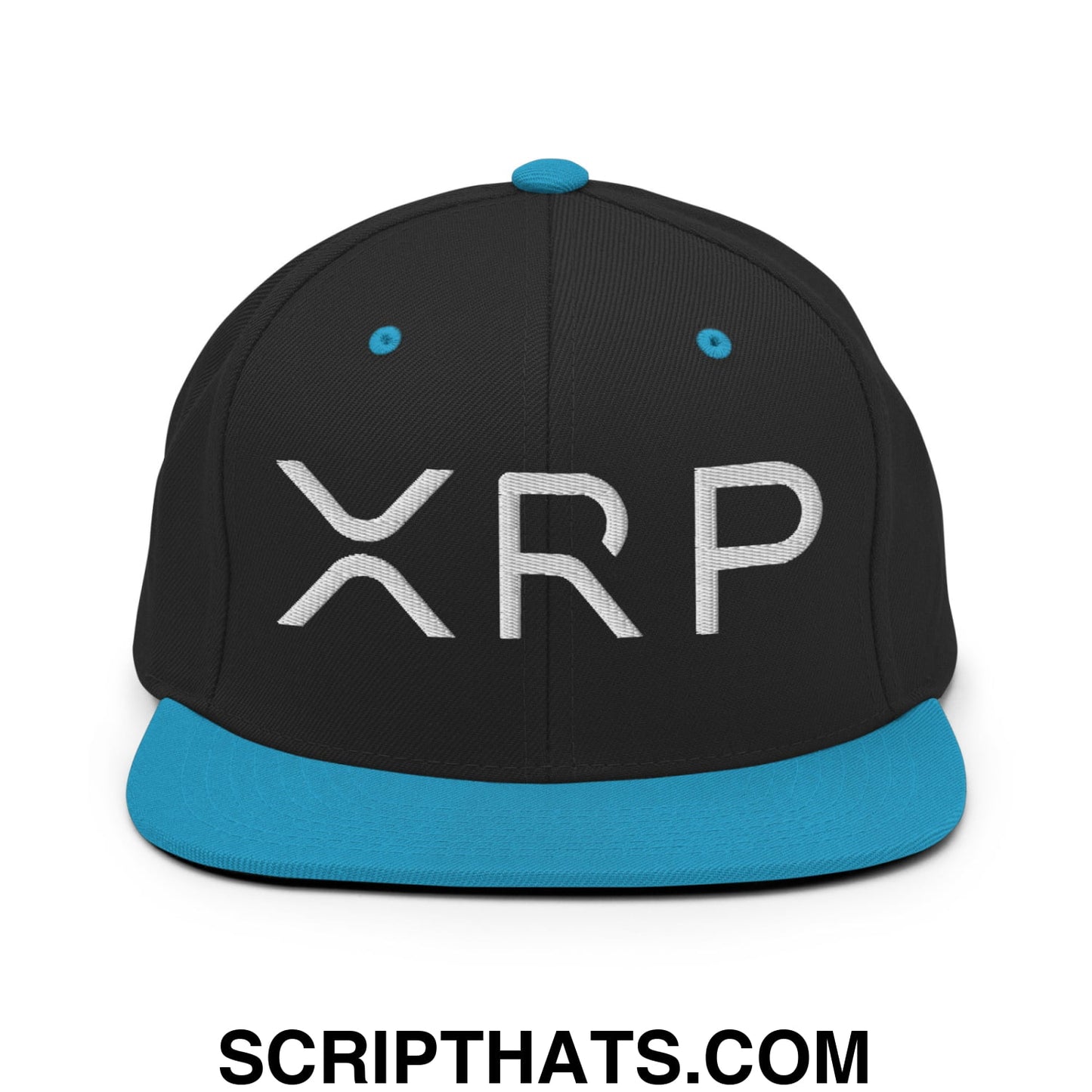 XRP Ripple Crypto Currency Embroidered Flat Brim Bill Snapback Hat Black Teal