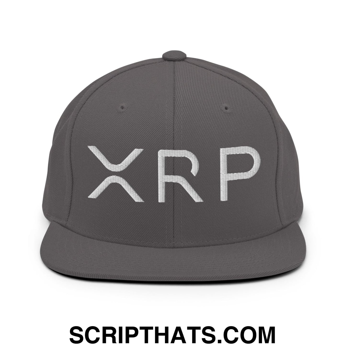 XRP Ripple Crypto Currency Embroidered Flat Brim Bill Snapback Hat Dark Grey