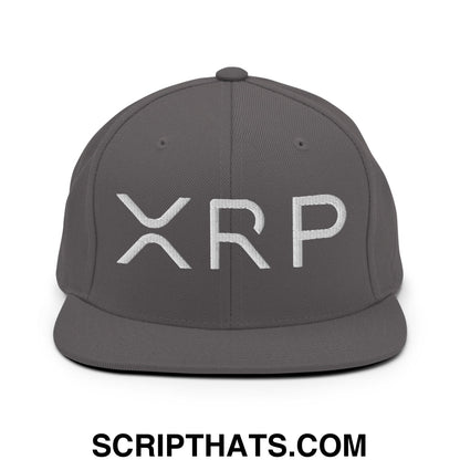XRP Ripple Crypto Currency Embroidered Flat Brim Bill Snapback Hat Dark Grey