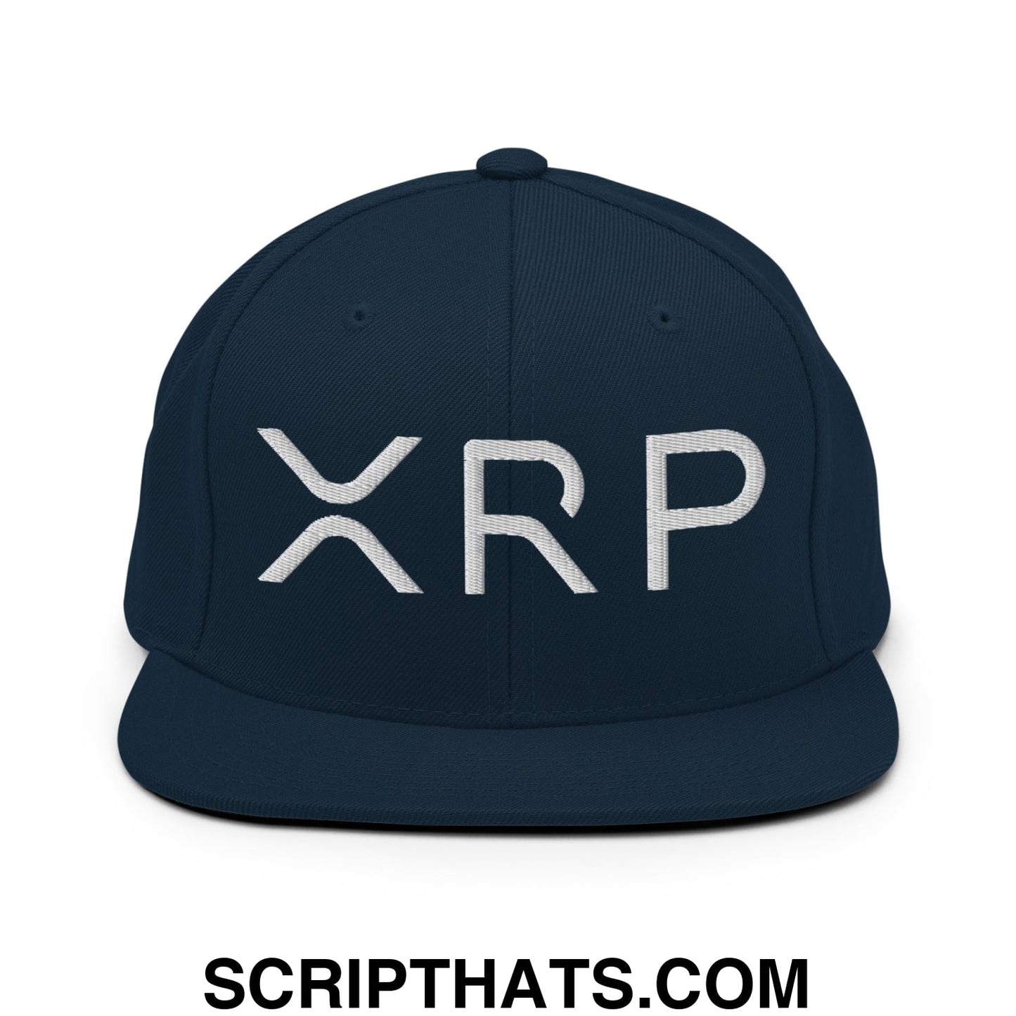 XRP Ripple Crypto Currency Embroidered Flat Brim Bill Snapback Hat Dark Navy