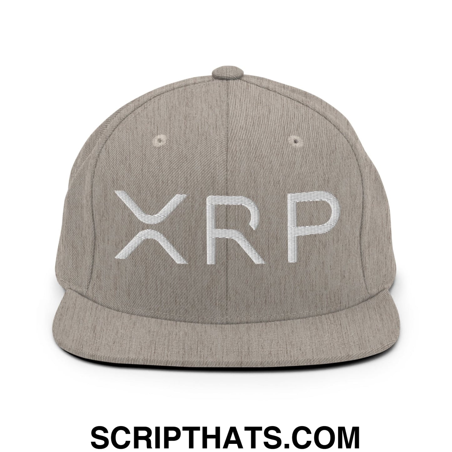 XRP Ripple Crypto Currency Embroidered Flat Brim Bill Snapback Hat Heather Grey