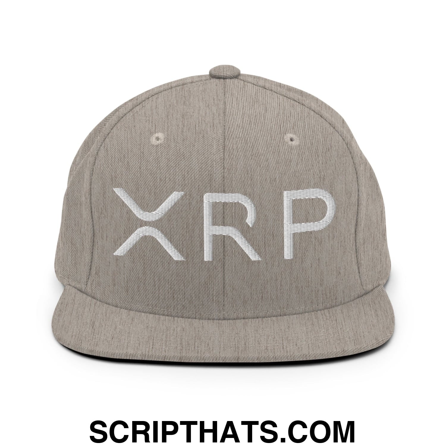 XRP Ripple Crypto Currency Embroidered Flat Brim Bill Snapback Hat Heather Grey
