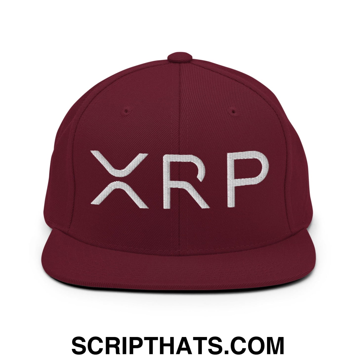 XRP Ripple Crypto Currency Embroidered Flat Brim Bill Snapback Hat Maroon
