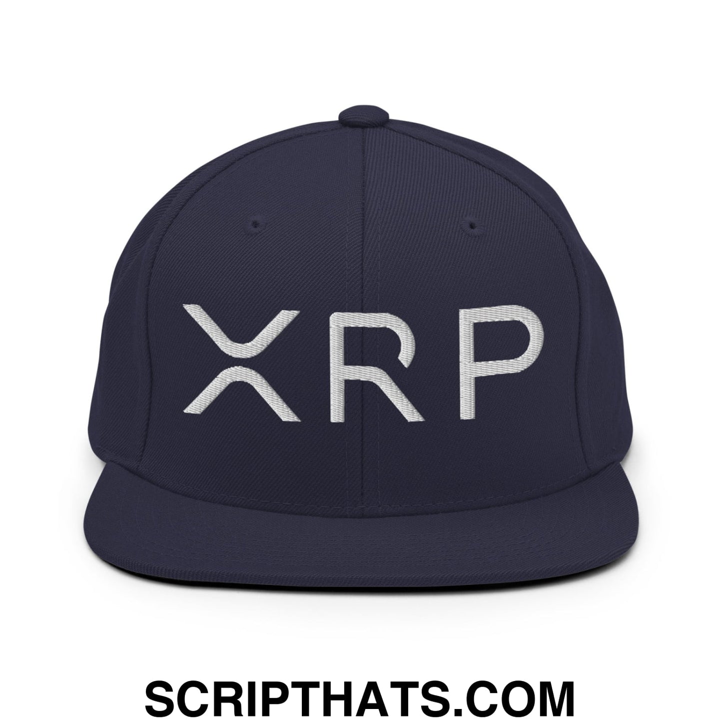 XRP Ripple Crypto Currency Embroidered Flat Brim Bill Snapback Hat Navy