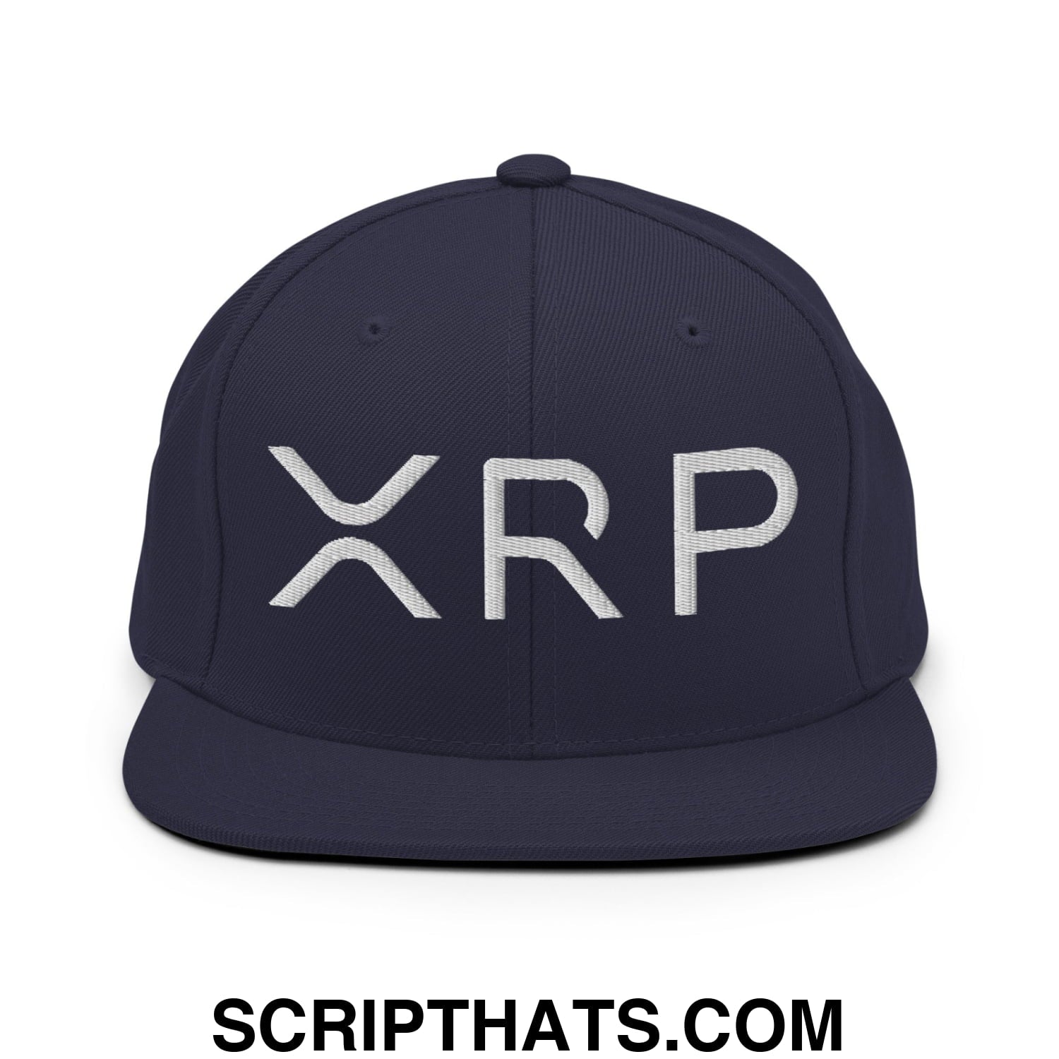 XRP Ripple Crypto Currency Embroidered Flat Brim Bill Snapback Hat Navy