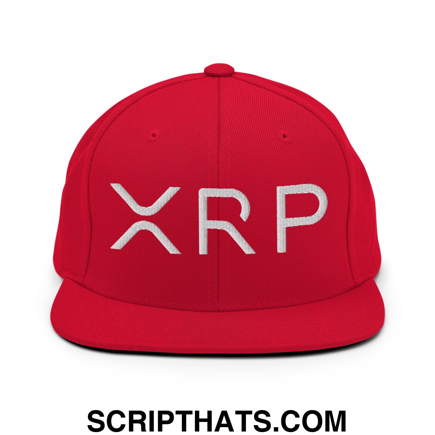 XRP Ripple Crypto Currency Embroidered Flat Brim Bill Snapback Hat Red