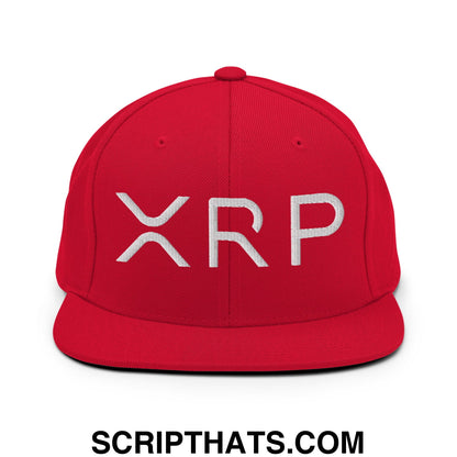 XRP Ripple Crypto Currency Embroidered Flat Brim Bill Snapback Hat Red