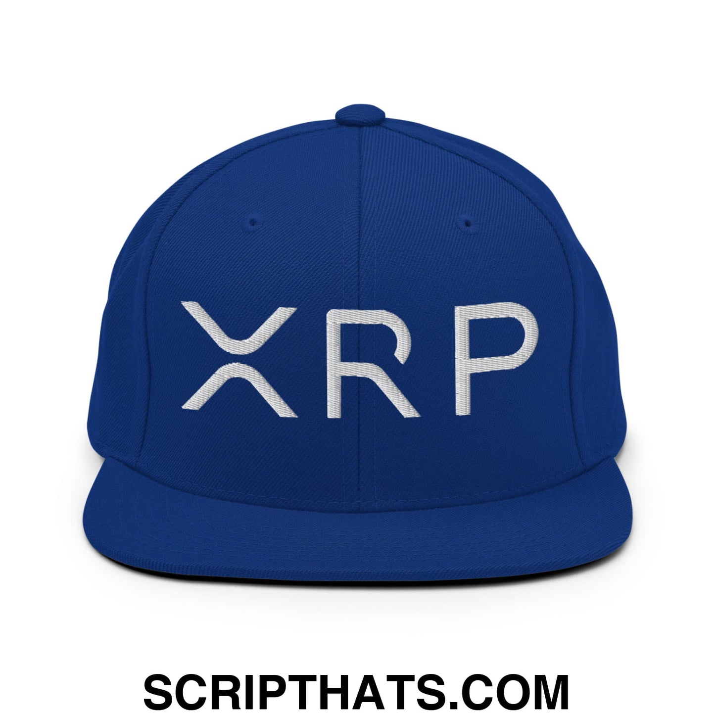 XRP Ripple Crypto Currency Embroidered Flat Brim Bill Snapback Hat Royal Blue