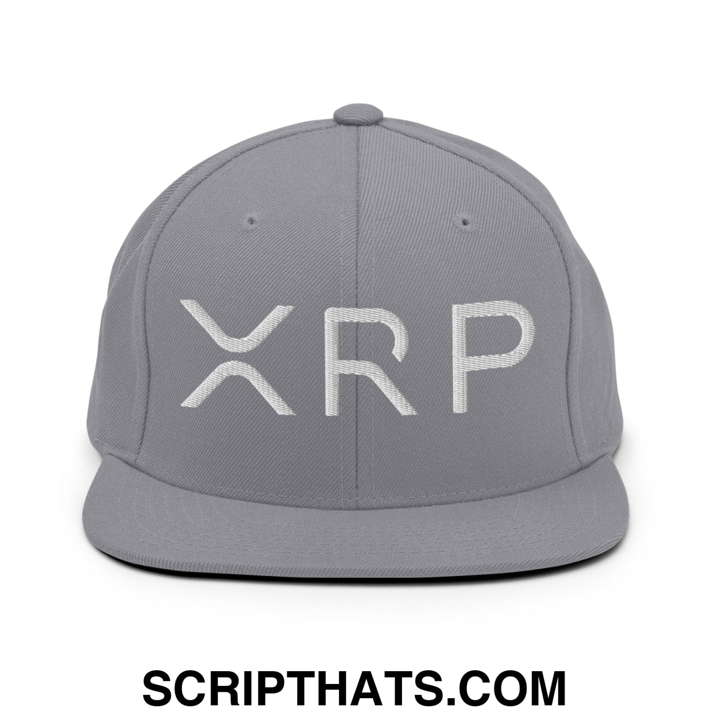 XRP Ripple Crypto Currency Embroidered Flat Brim Bill Snapback Hat Silver