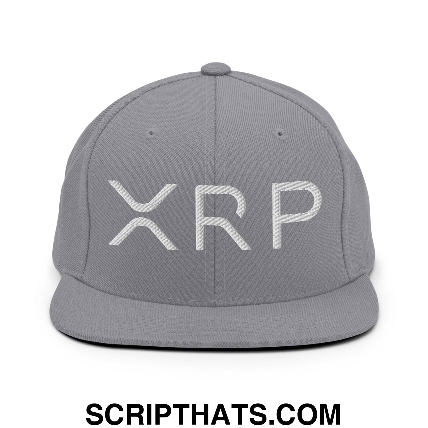 XRP Ripple Crypto Currency Embroidered Flat Brim Bill Snapback Hat Silver