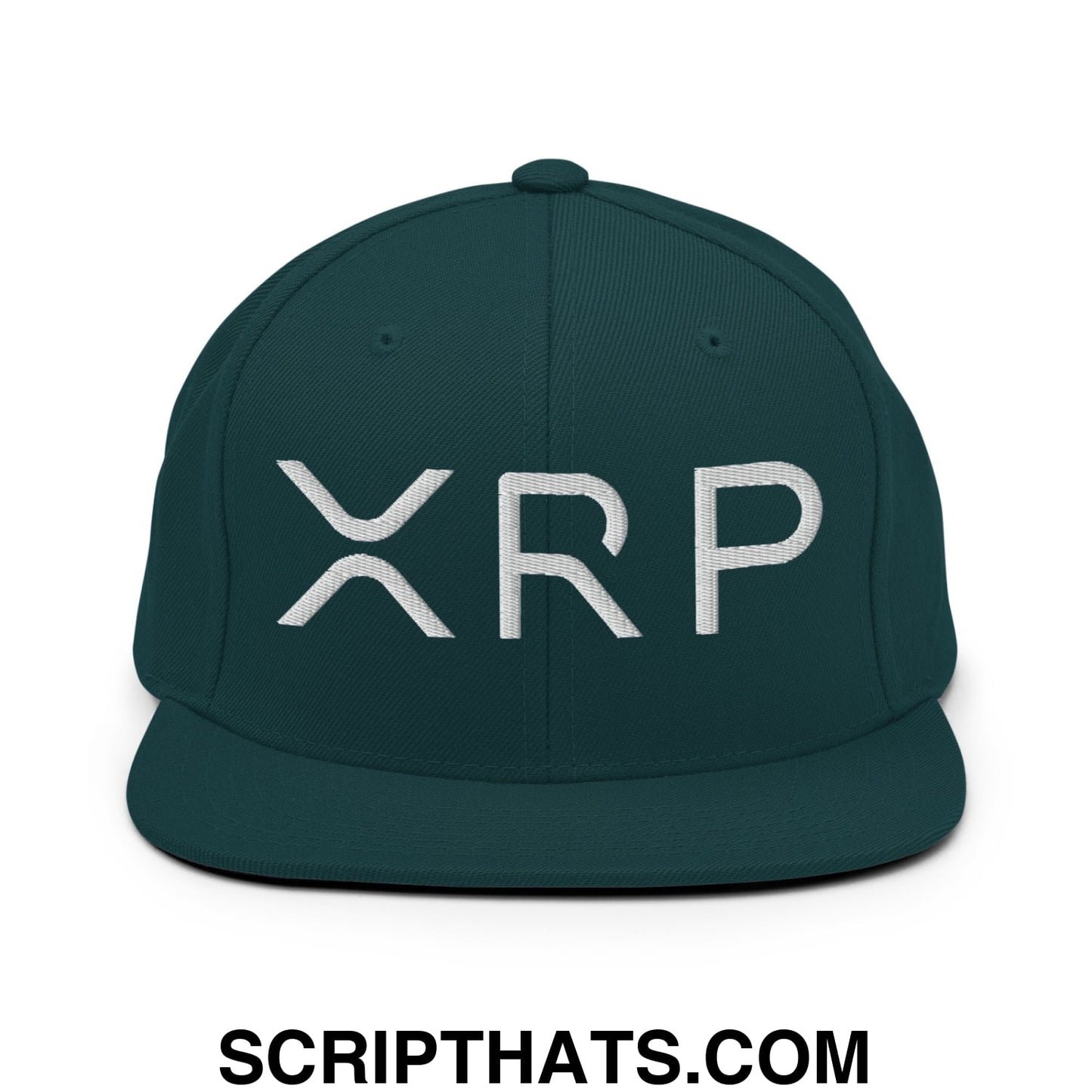 XRP Ripple Crypto Currency Embroidered Flat Brim Bill Snapback Hat Spruce