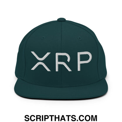 XRP Ripple Crypto Currency Embroidered Flat Brim Bill Snapback Hat Spruce