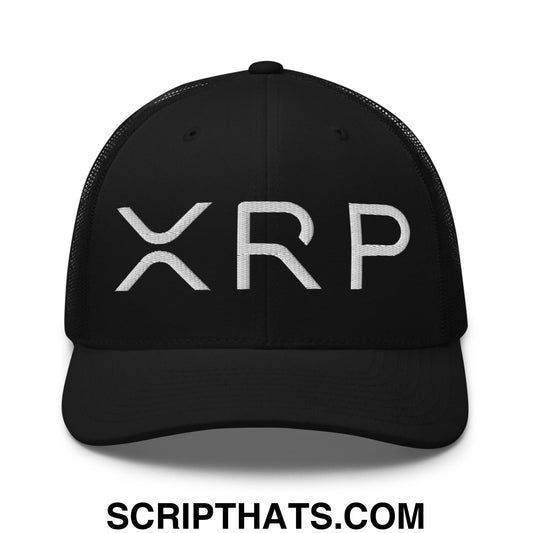 XRP Ripple Crypto Currency Embroidered Mesh Trucker Hat Black