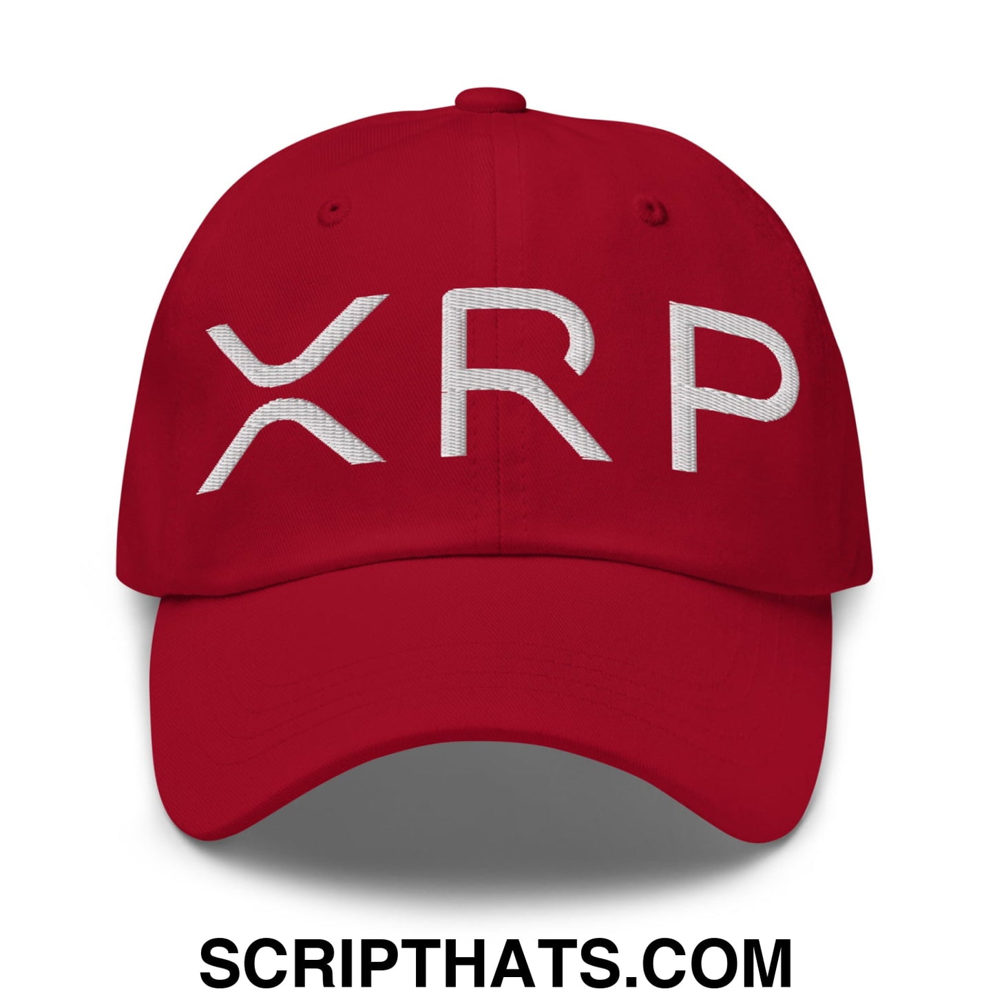XRP Ripple Crypto Currency Embroidered Unstructured Dad Hat Cranberry