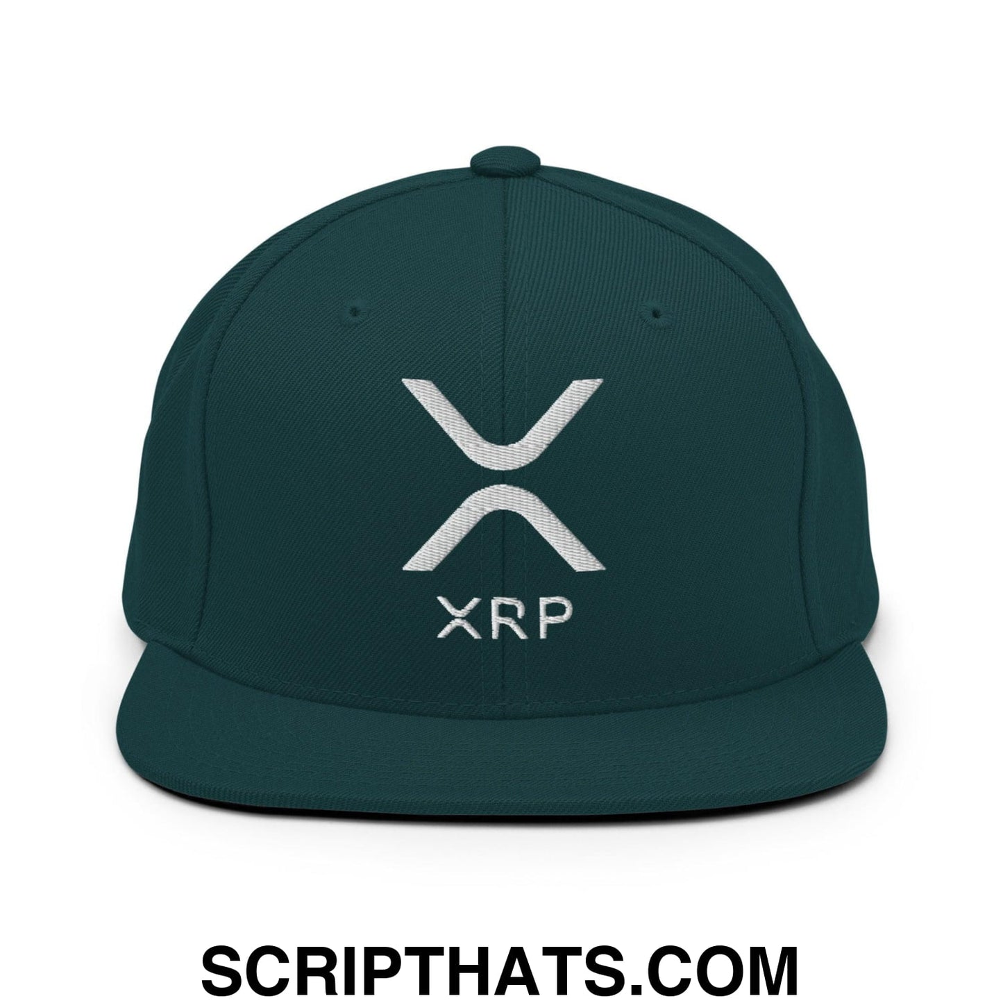 XRP Ripple Embroidered Flat Bill Brim Snapback Hat Spruce