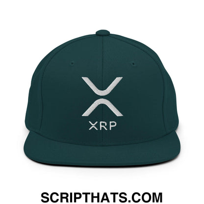 XRP Ripple Embroidered Flat Bill Brim Snapback Hat Spruce