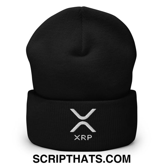 XRP Ripple Embroidered Knit Cuffed Beanie Black