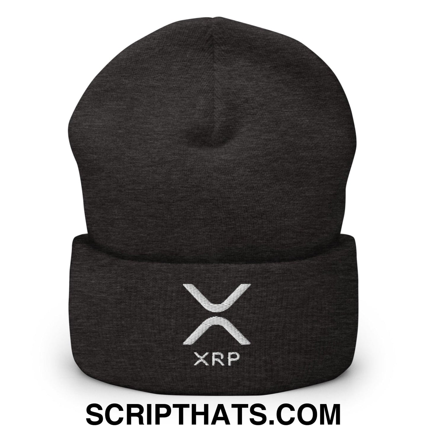 XRP Ripple Embroidered Knit Cuffed Beanie Dark Grey