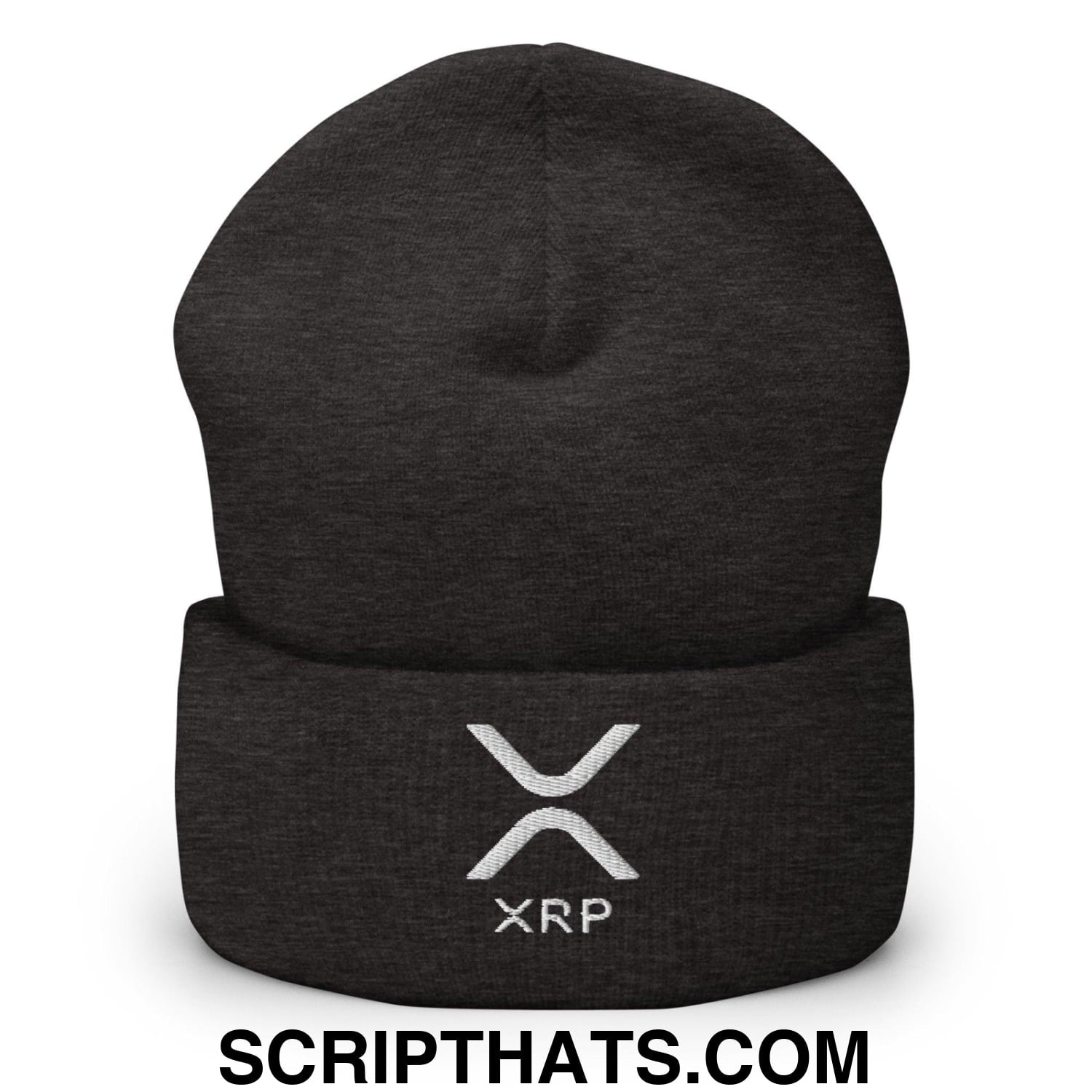 XRP Ripple Embroidered Knit Cuffed Beanie Dark Grey