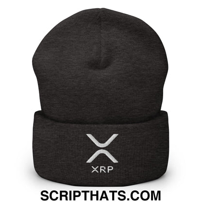 XRP Ripple Embroidered Knit Cuffed Beanie Dark Grey