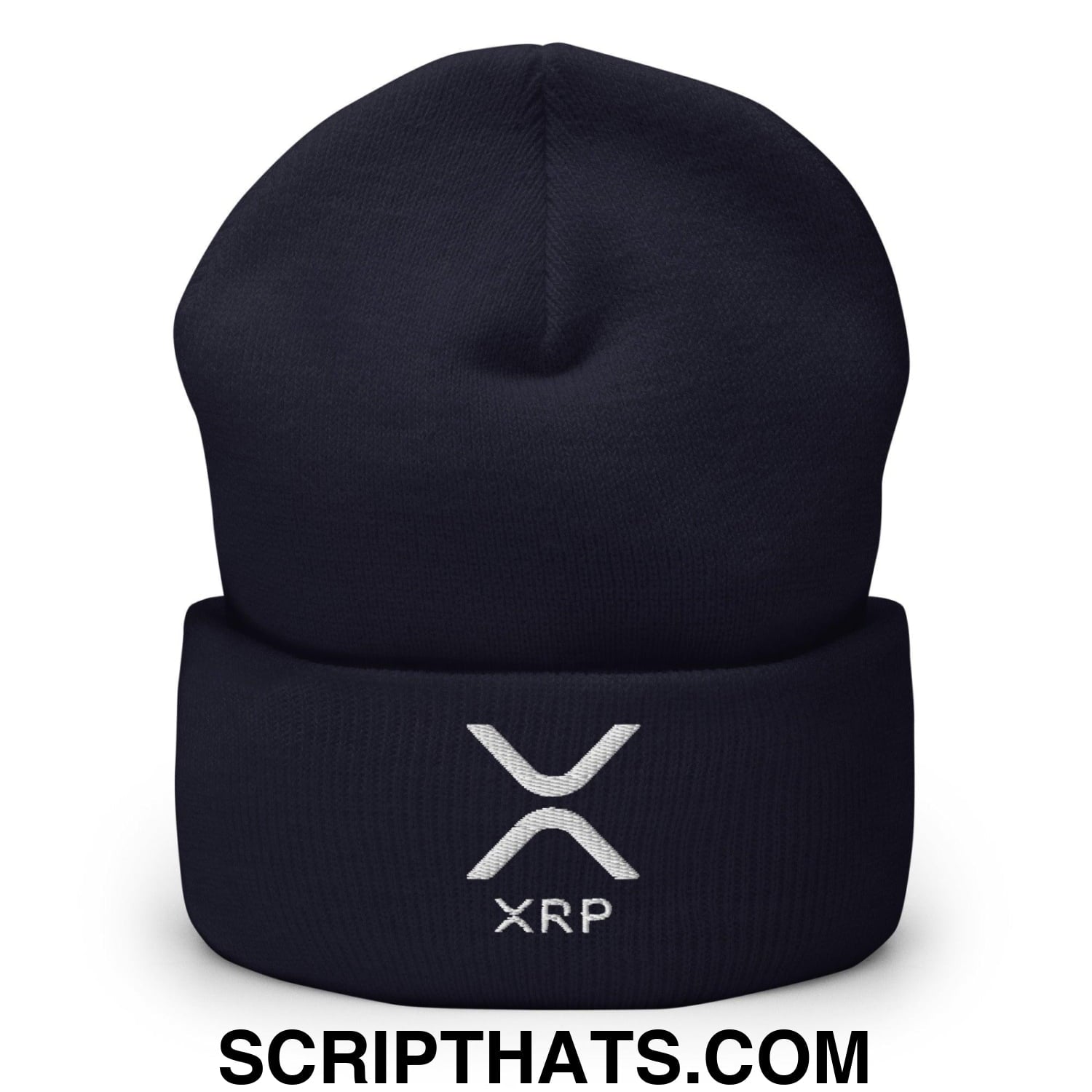 XRP Ripple Embroidered Knit Cuffed Beanie Navy