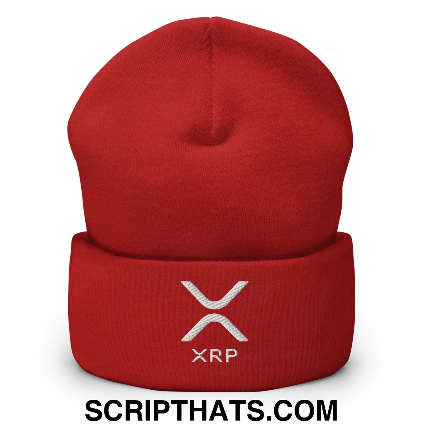 XRP Ripple Embroidered Knit Cuffed Beanie Red
