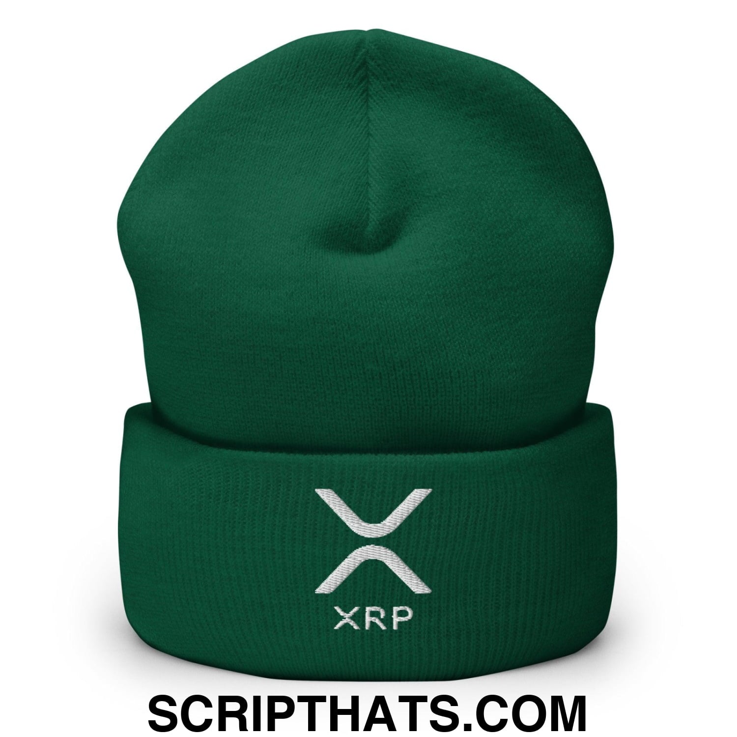 XRP Ripple Embroidered Knit Cuffed Beanie Spruce