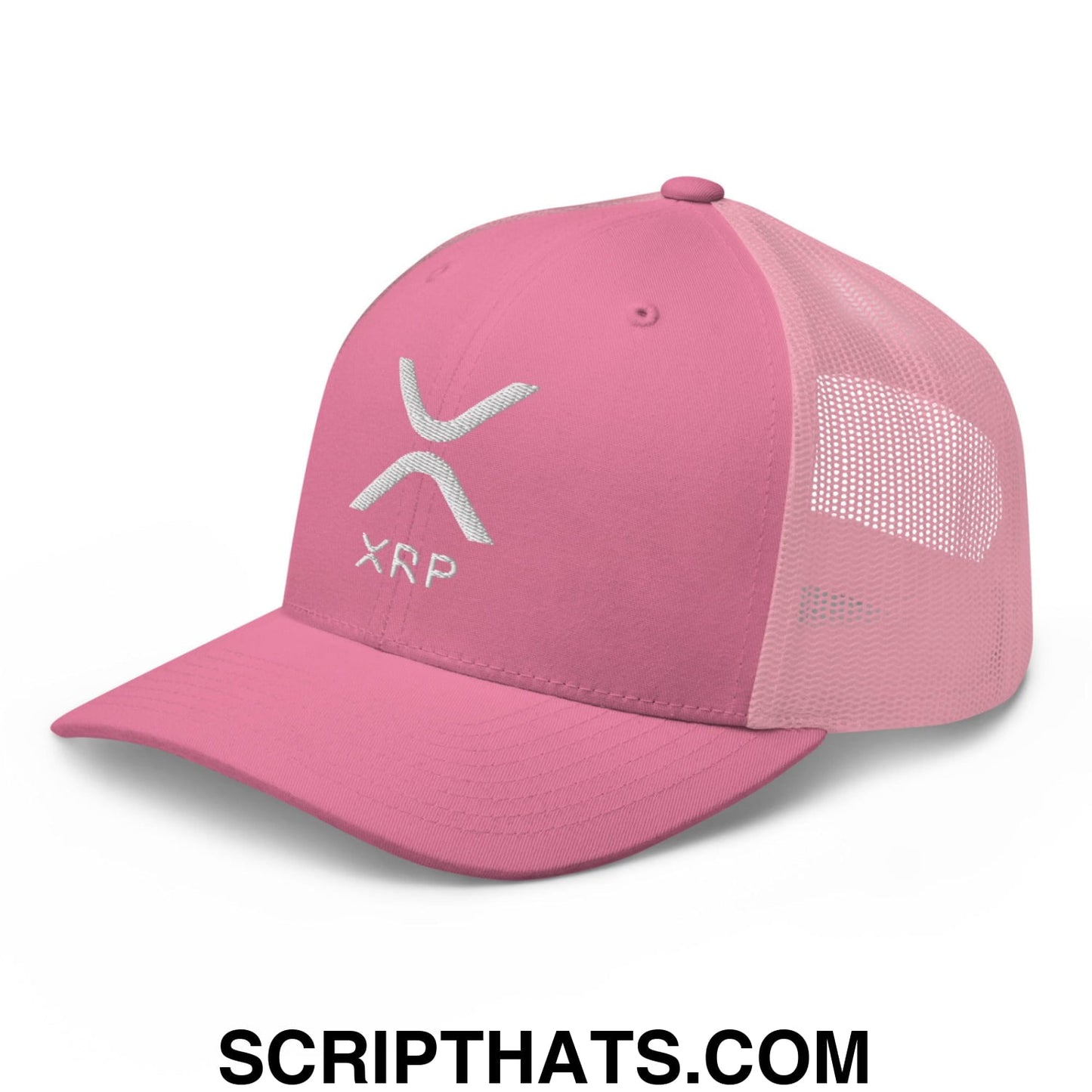 XRP Ripple Embroidered Mesh Trucker Hat Pink