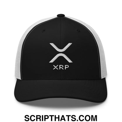 XRP Ripple Embroidered Mesh Trucker Hat Black White