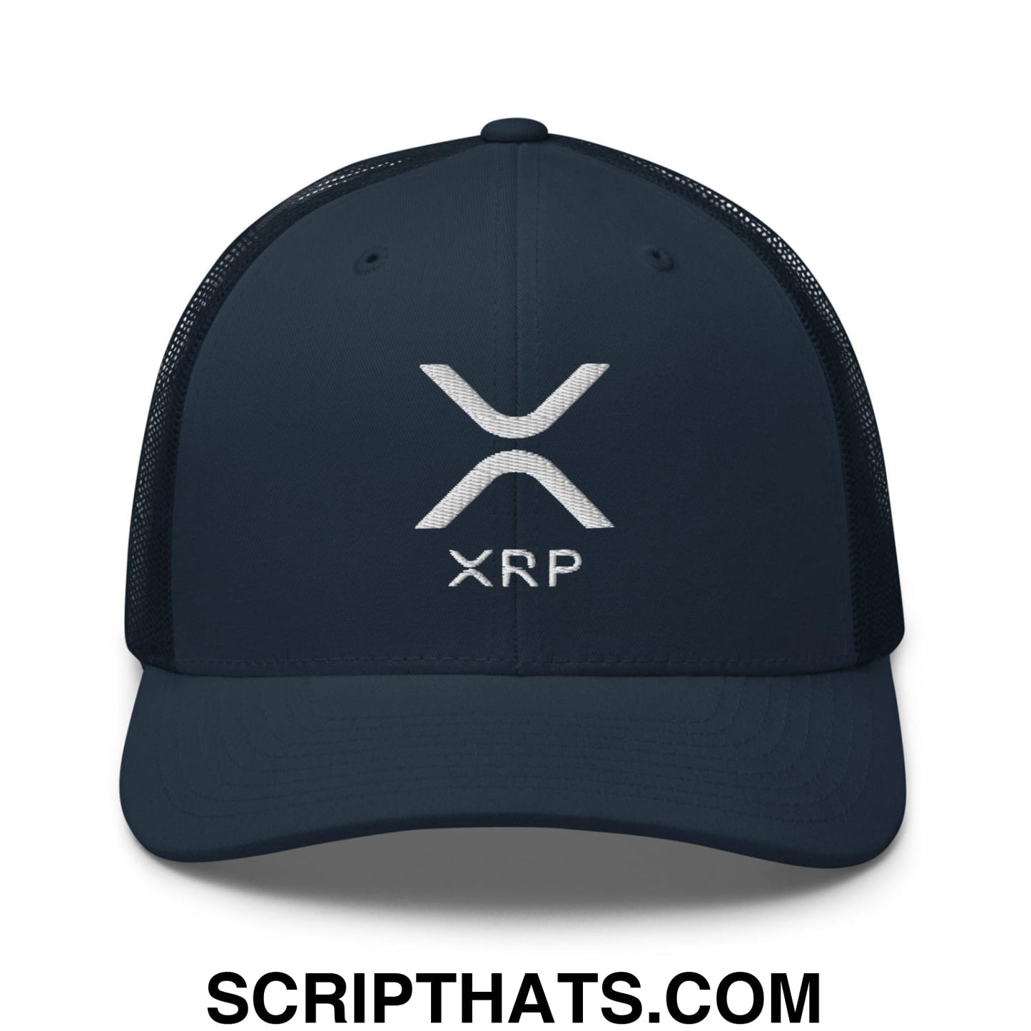 XRP Ripple Embroidered Mesh Trucker Hat Navy