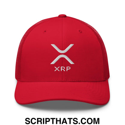 XRP Ripple Embroidered Mesh Trucker Hat Red