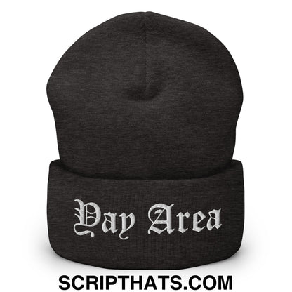 Yay Area Old English Embroidered Knit Cuffed Beanie Dark Grey