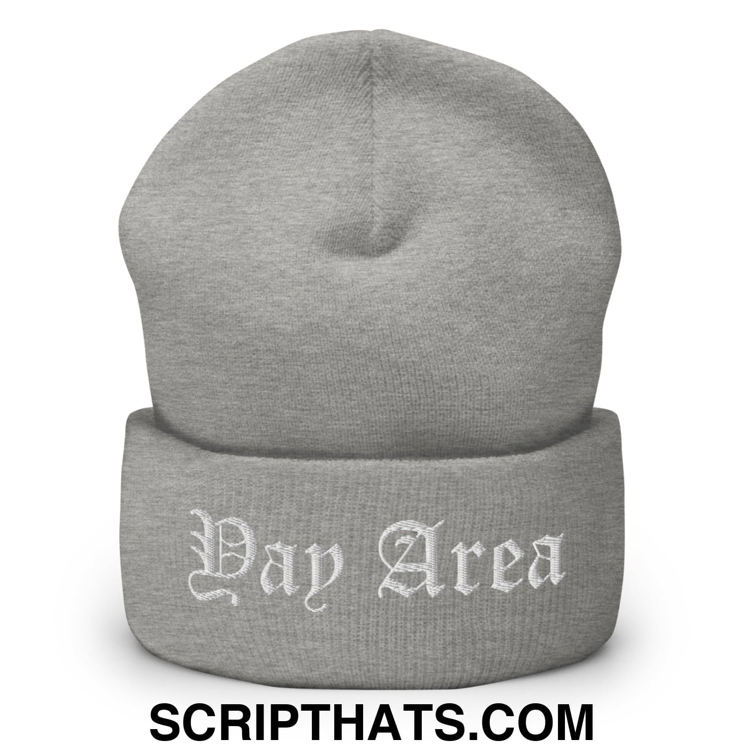 Yay Area Old English Embroidered Knit Cuffed Beanie Heather Grey