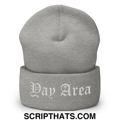 Yay Area Old English Embroidered Knit Cuffed Beanie Heather Grey